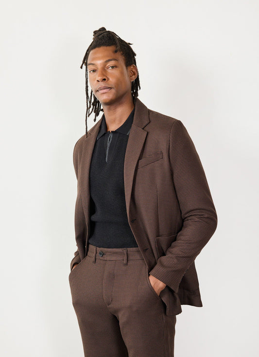 Men's Tailored Blazer - Houndstooth - Espresso Brown