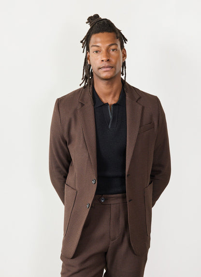 Men's Tailored Blazer - Houndstooth - Espresso Brown