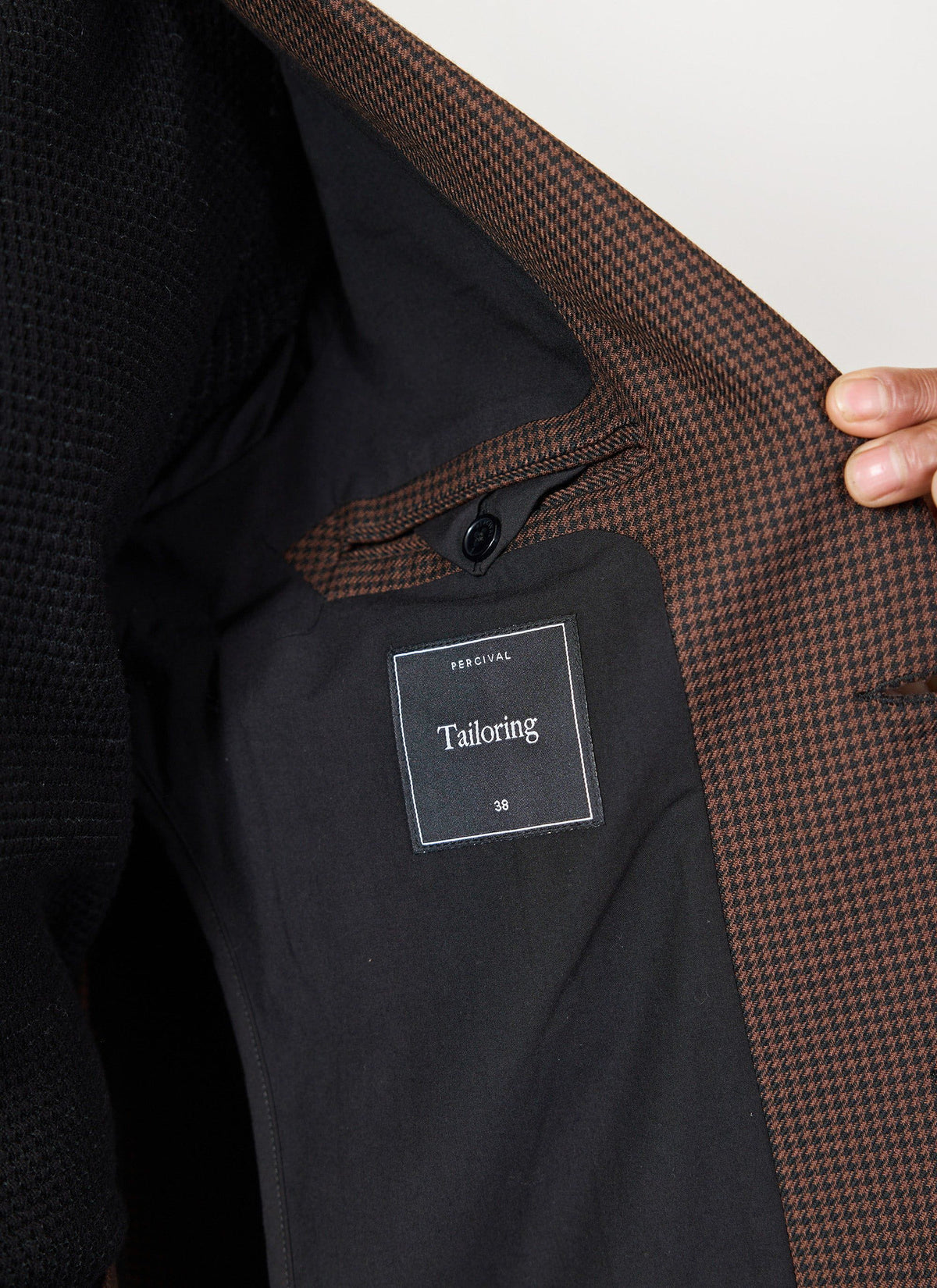 Men's Tailored Blazer - Houndstooth - Espresso Brown
