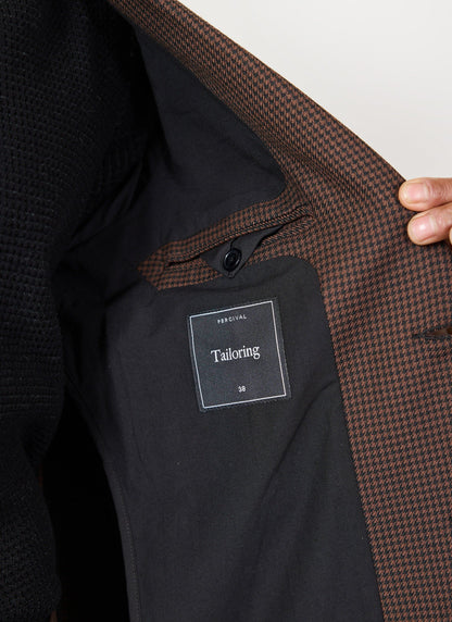 Men's Tailored Blazer - Houndstooth - Espresso Brown