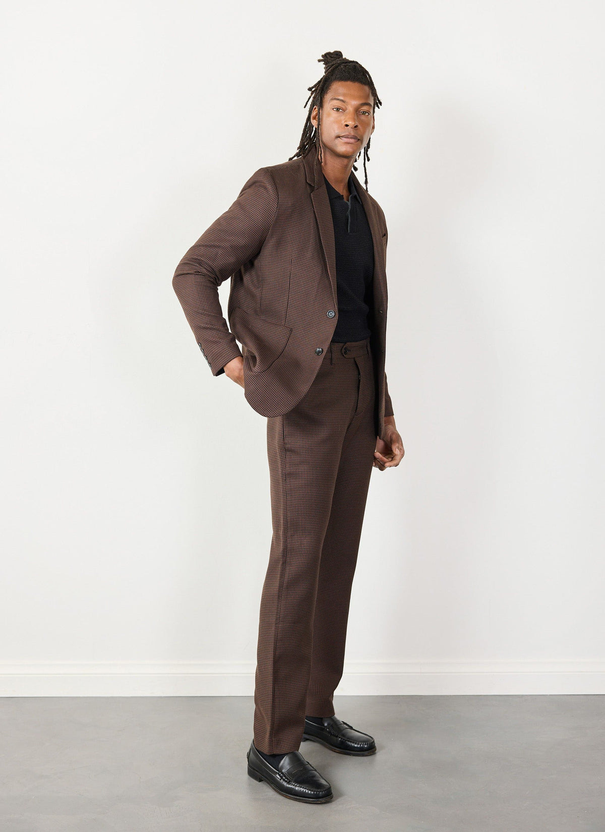 Men's Tailored Blazer - Houndstooth - Espresso Brown