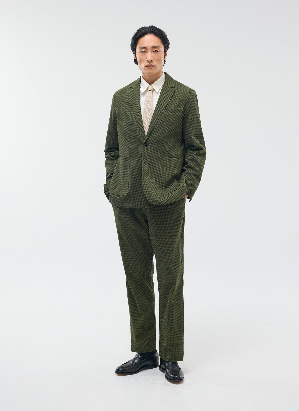 Men's Houndstooth Relaxed Blazer - Suit Jacket - Forest Green