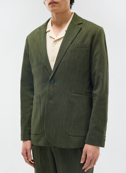 Men's Houndstooth Relaxed Blazer - Suit Jacket - Forest Green