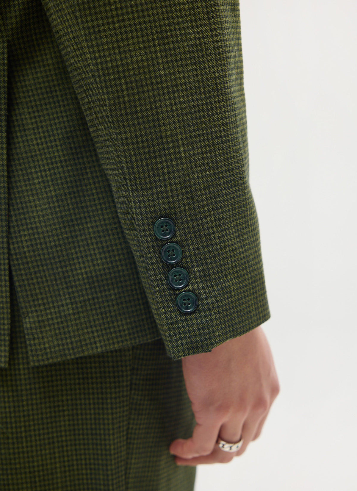 Men's Houndstooth Relaxed Blazer - Suit Jacket - Forest Green