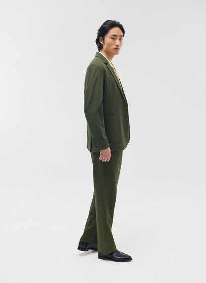 Men's Houndstooth Relaxed Blazer - Suit Jacket - Forest Green