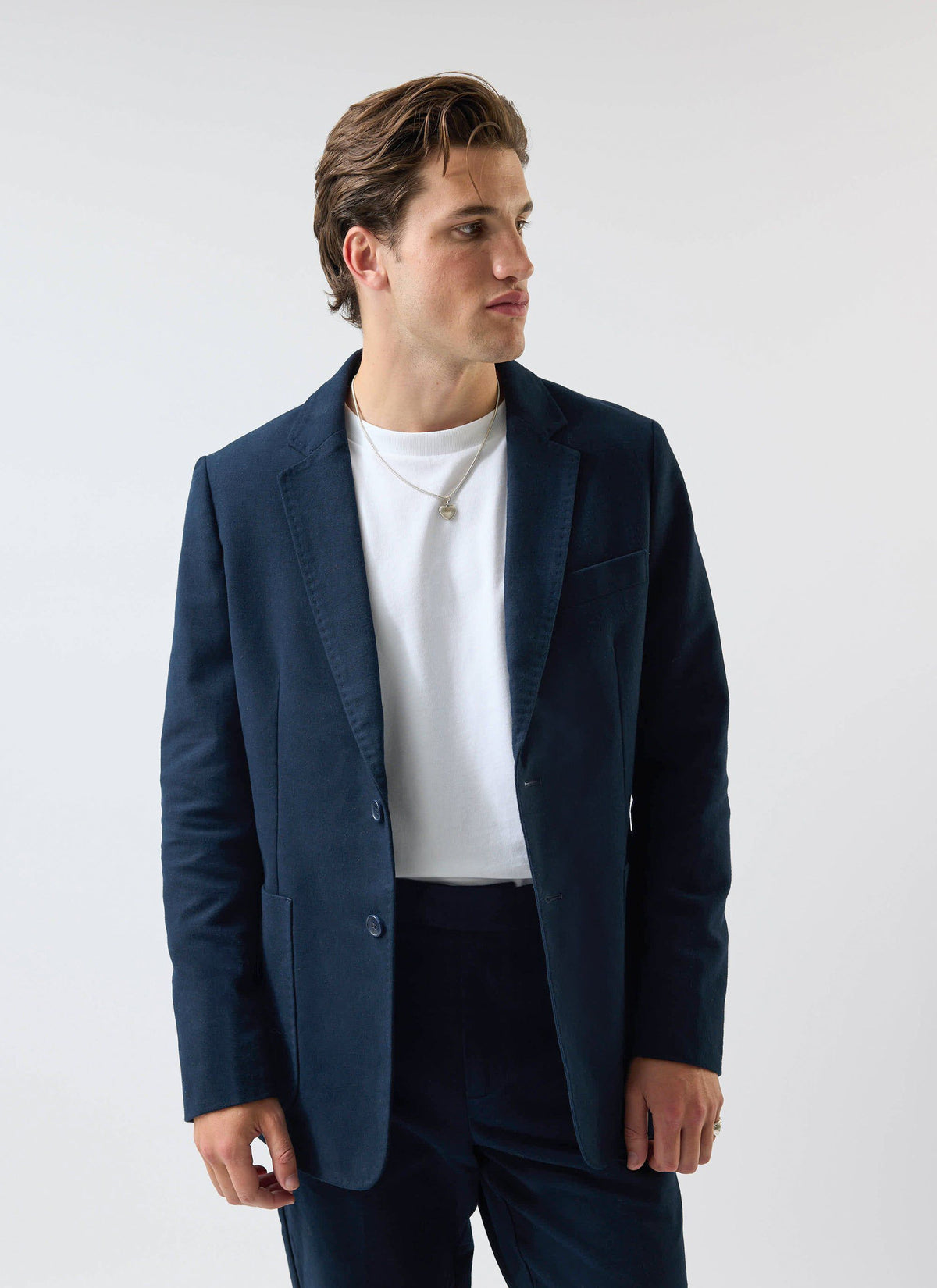 Tailored Moleskin Blazer - Navy