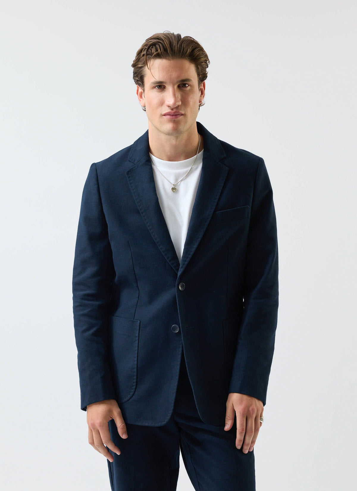 Tailored Moleskin Blazer - Navy