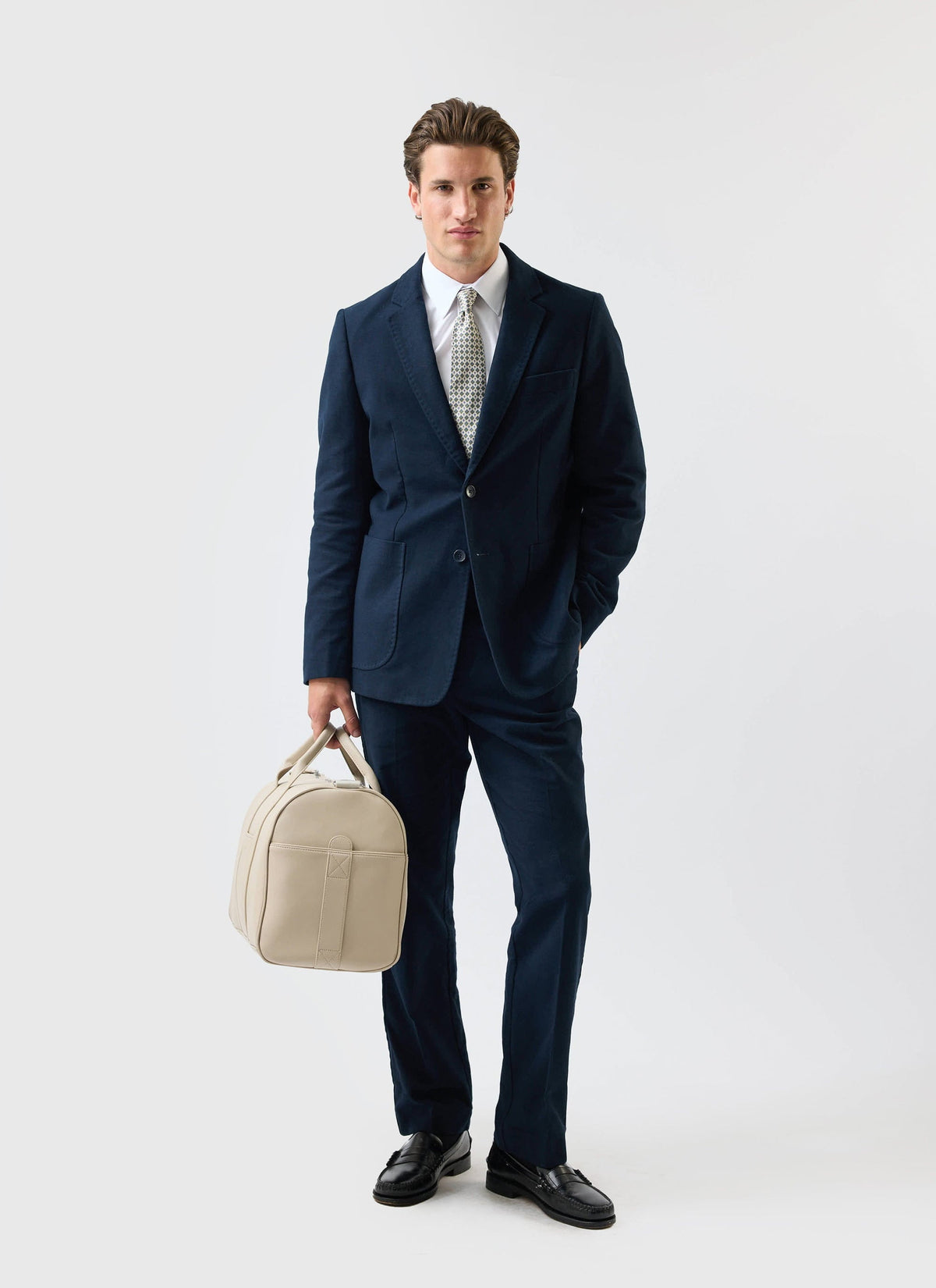 Tailored Moleskin Blazer - Navy