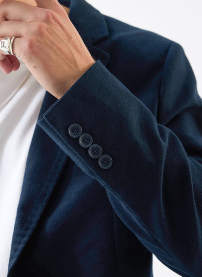 Tailored Moleskin Blazer - Navy