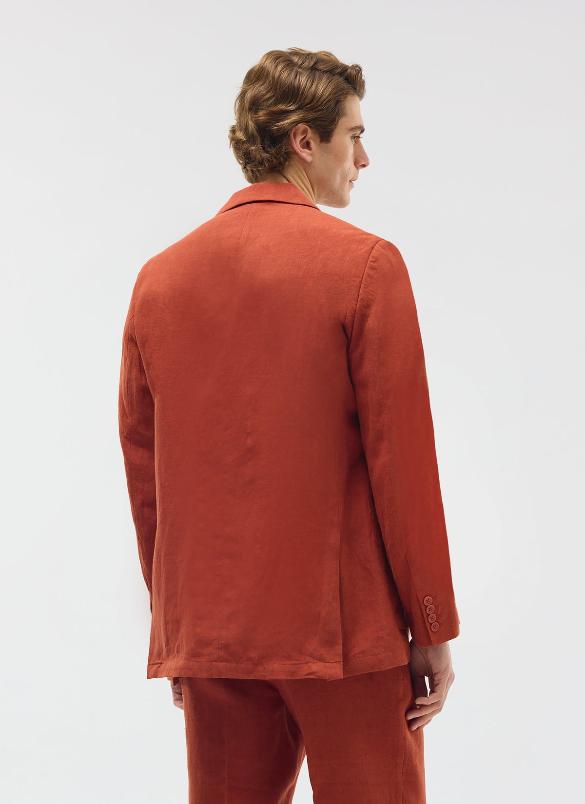 Men's Linen Blazer - Suit Jacket - Rust Red