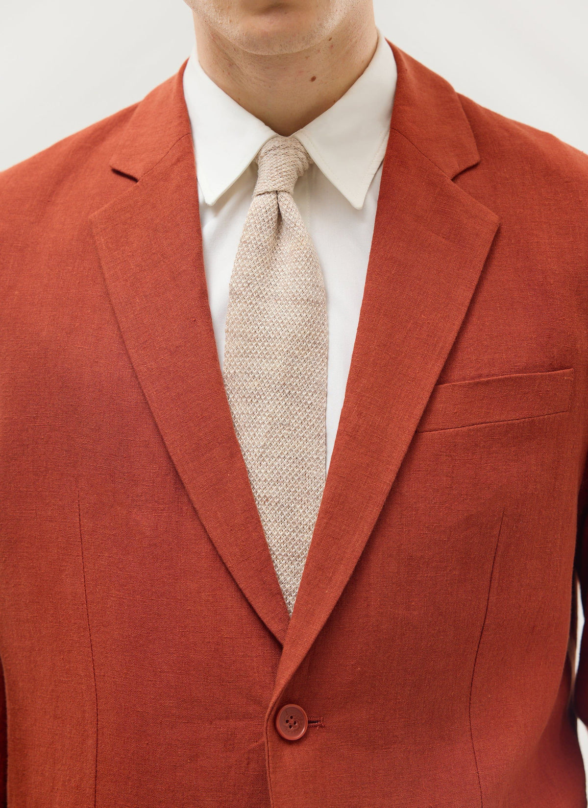 Men's Linen Blazer - Suit Jacket - Rust Red