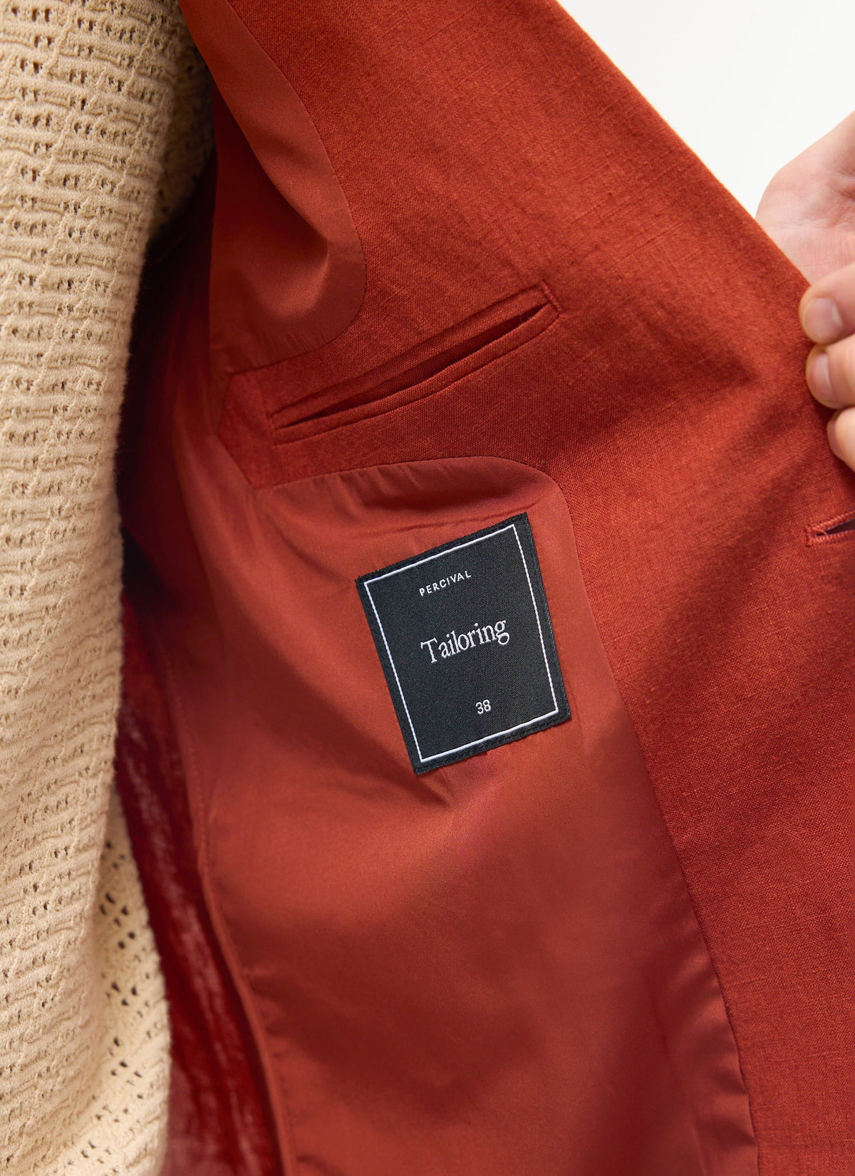 Men's Linen Blazer - Suit Jacket - Rust Red