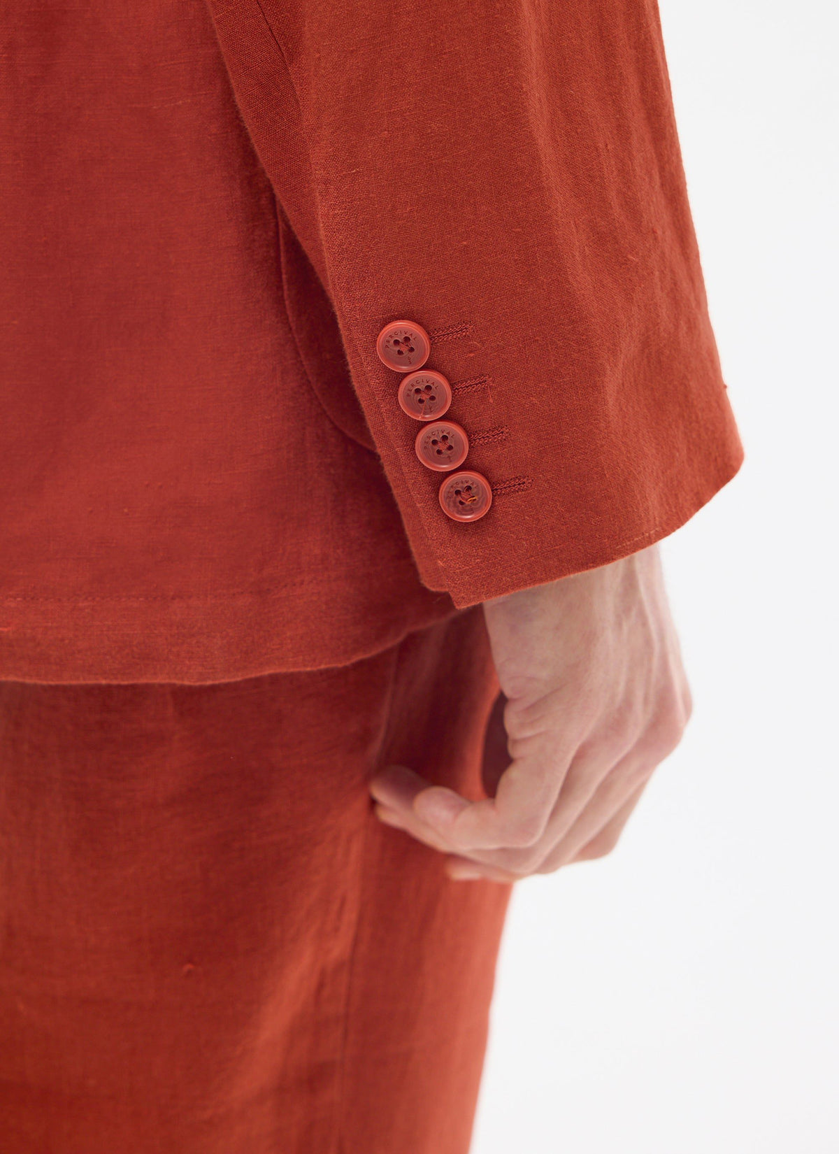 Men's Linen Blazer - Suit Jacket - Rust Red