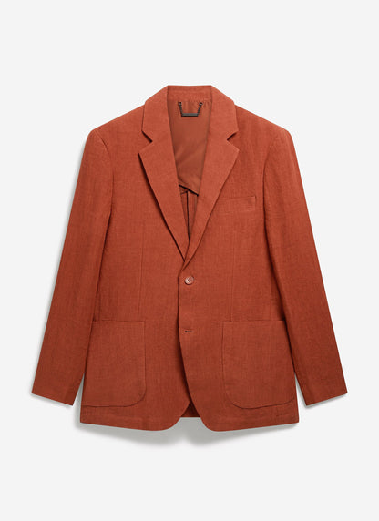 Men's Linen Blazer - Suit Jacket - Rust Red