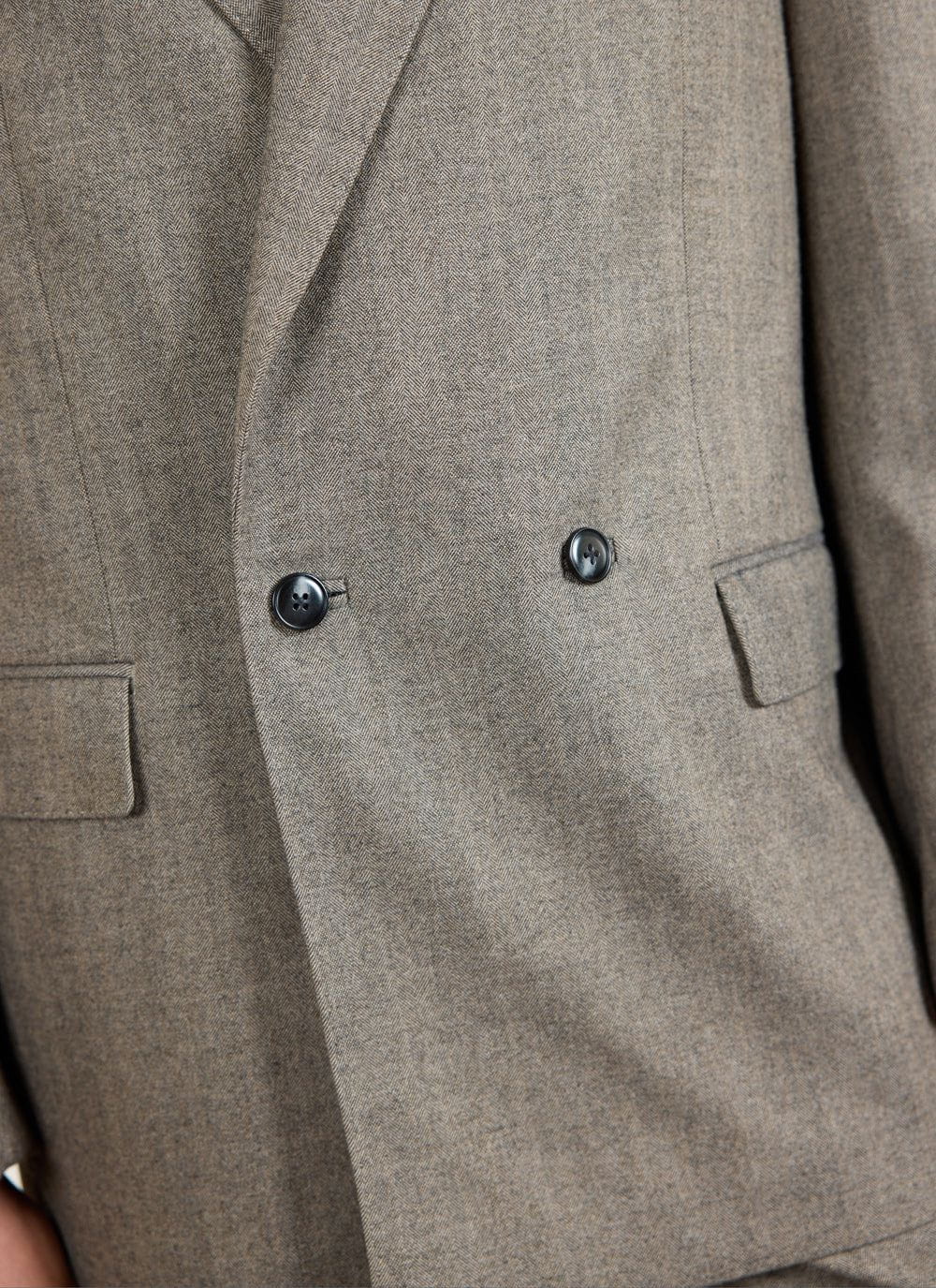 Men's Double Breasted Blazer - Tailored - Herringbone - Grey
