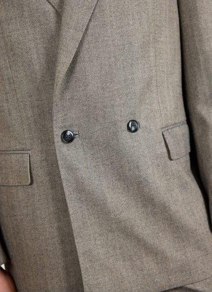 Men's Double Breasted Blazer - Tailored - Herringbone - Grey