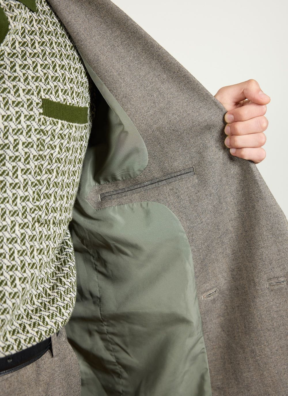 Men's Double Breasted Blazer - Tailored - Herringbone - Grey
