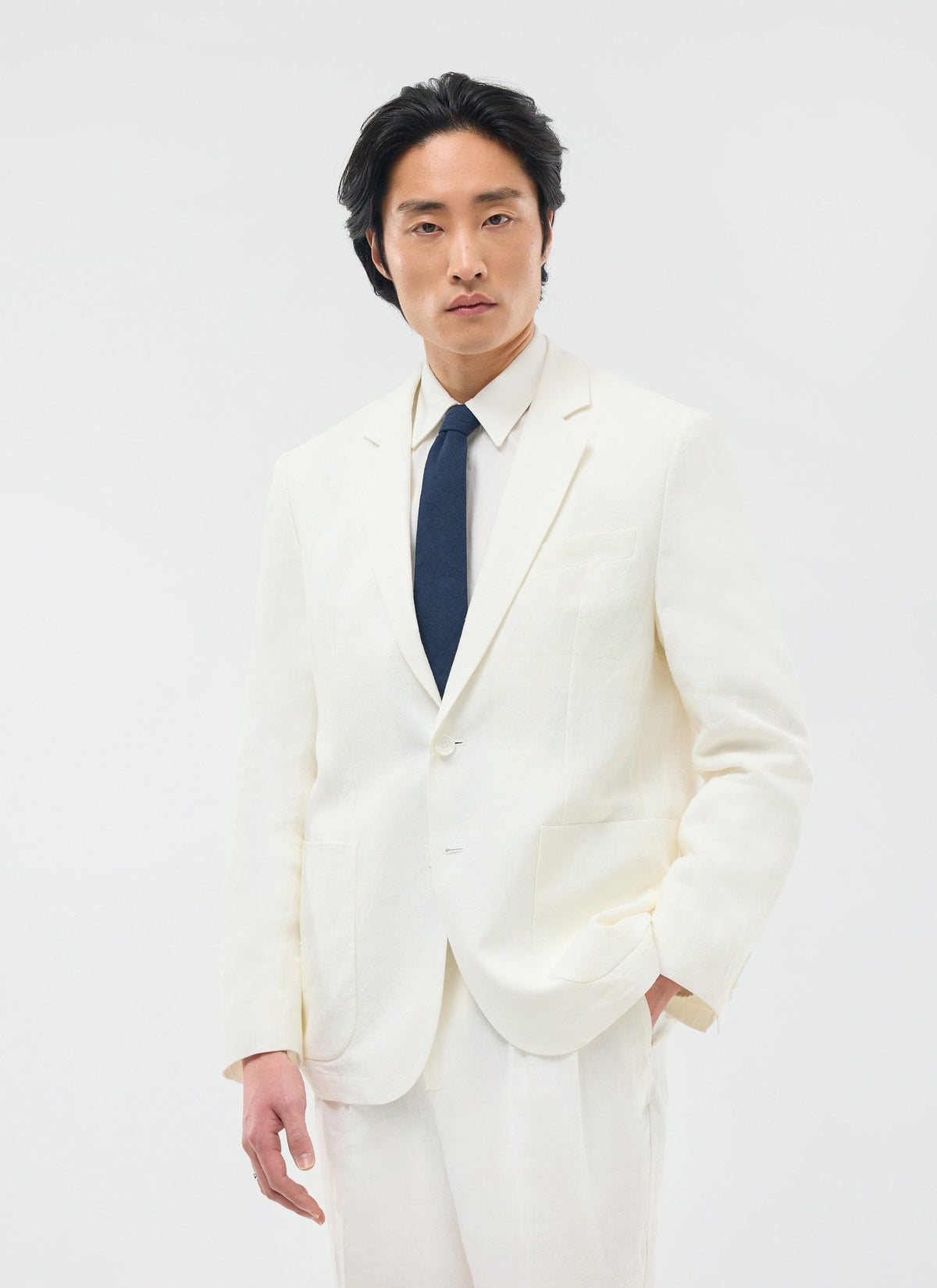 Men's Linen Blazer - Suit Jacket - White