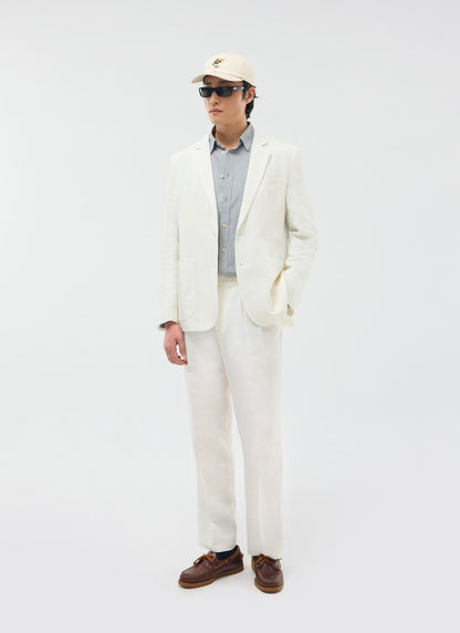 Men's Linen Blazer - Suit Jacket - White