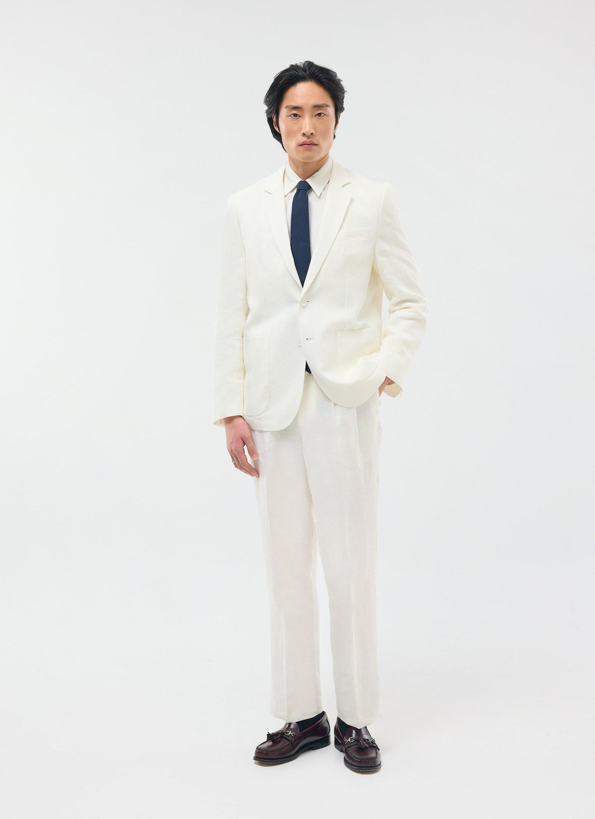 Men's Linen Blazer - Suit Jacket - White