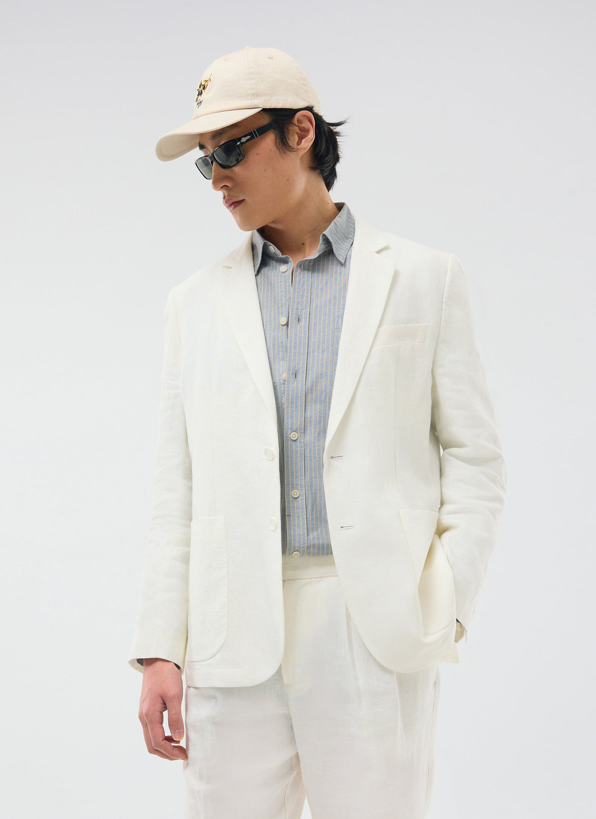 Men's Linen Blazer - Suit Jacket - White