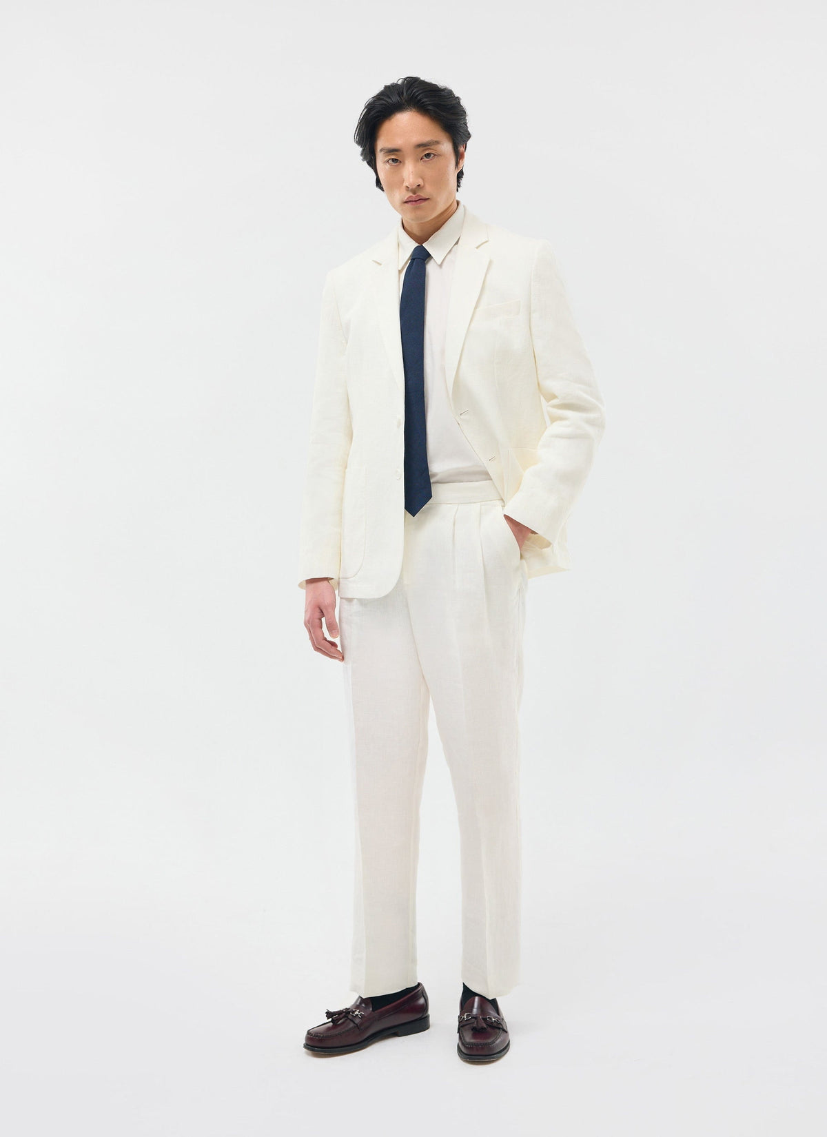 Men's Linen Blazer - Suit Jacket - White