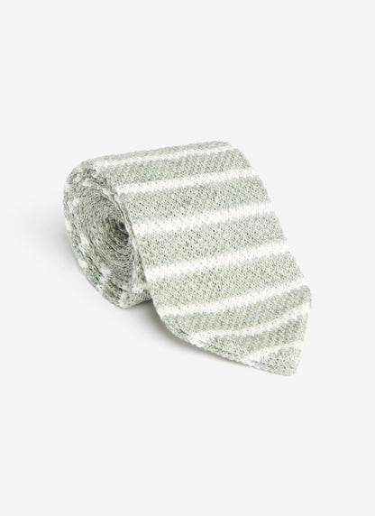 Stripe Linen Tie - Forest Marl