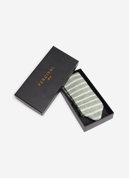 Stripe Linen Tie - Forest Marl
