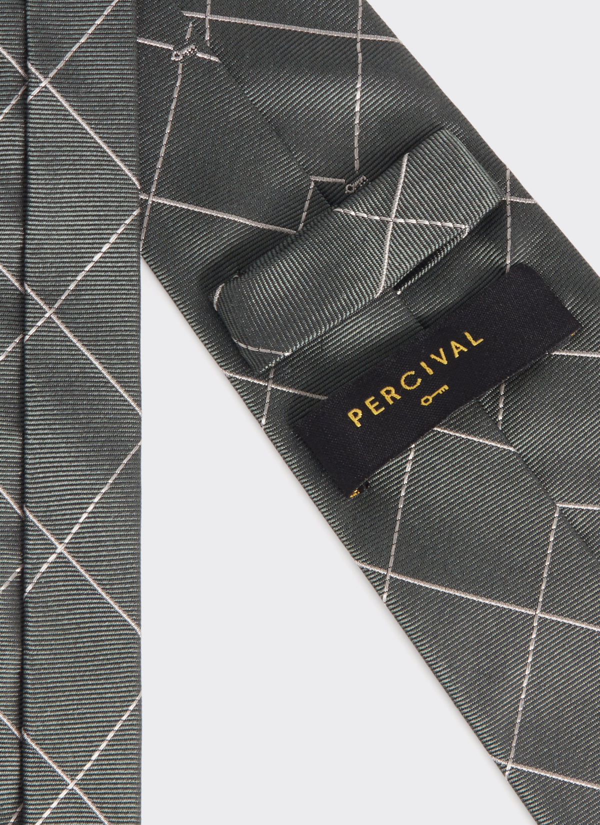 Men's Forest Green Silk Tie - Window Pane Key Jacquard