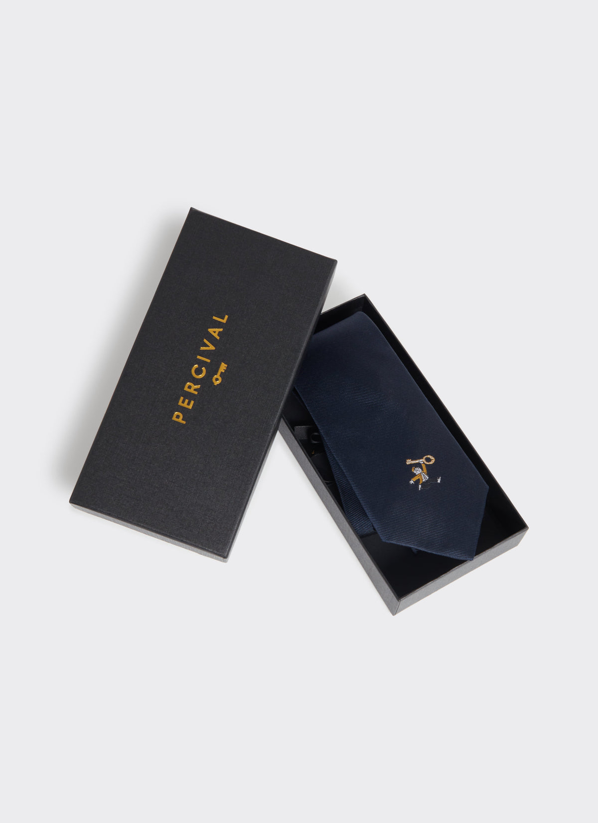 Men's Navy Silk Tie - World Key Design