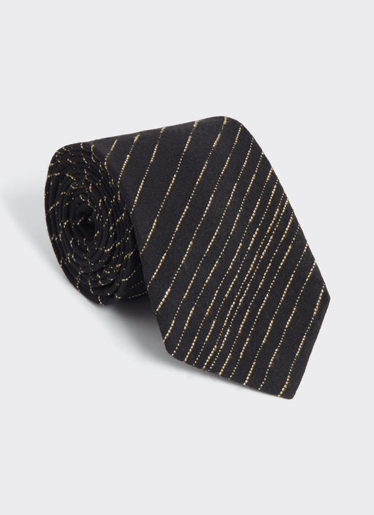 Men's Leland Black Stripe Tie - Classic Cotton Tie