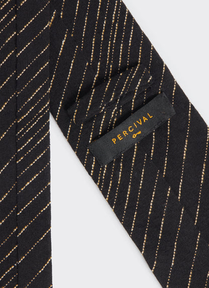 Men's Leland Black Stripe Tie - Classic Cotton Tie