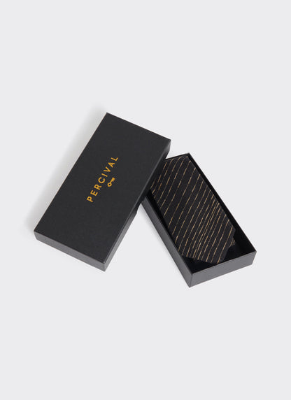 Men's Leland Black Stripe Tie - Classic Cotton Tie