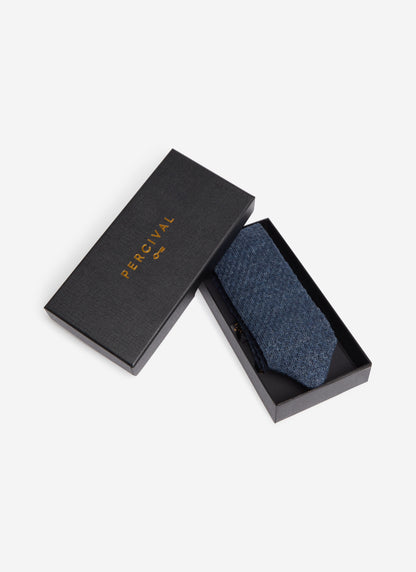 Men's Linen Tie - Suit Ties - Blue Marl