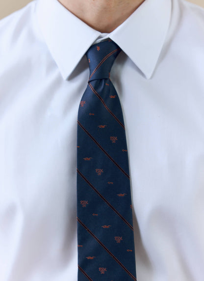 Men's Silk Tie - Jacquard Stripe - Percival x Brighton & Hove Albion F.C. - Navy