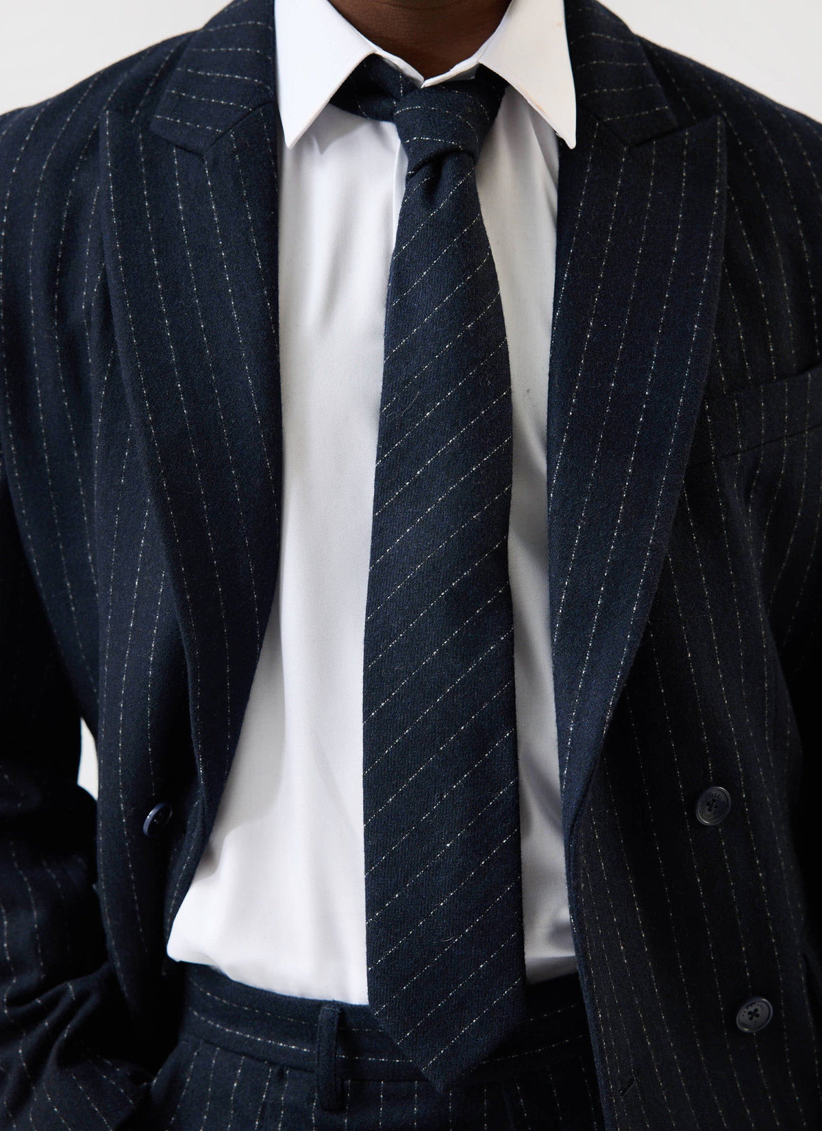 Men's Textured Stripe Tie - Cotton - Navy
