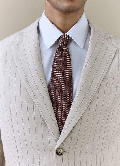 Men's Brown Silk Tie - Birdseye Pattern