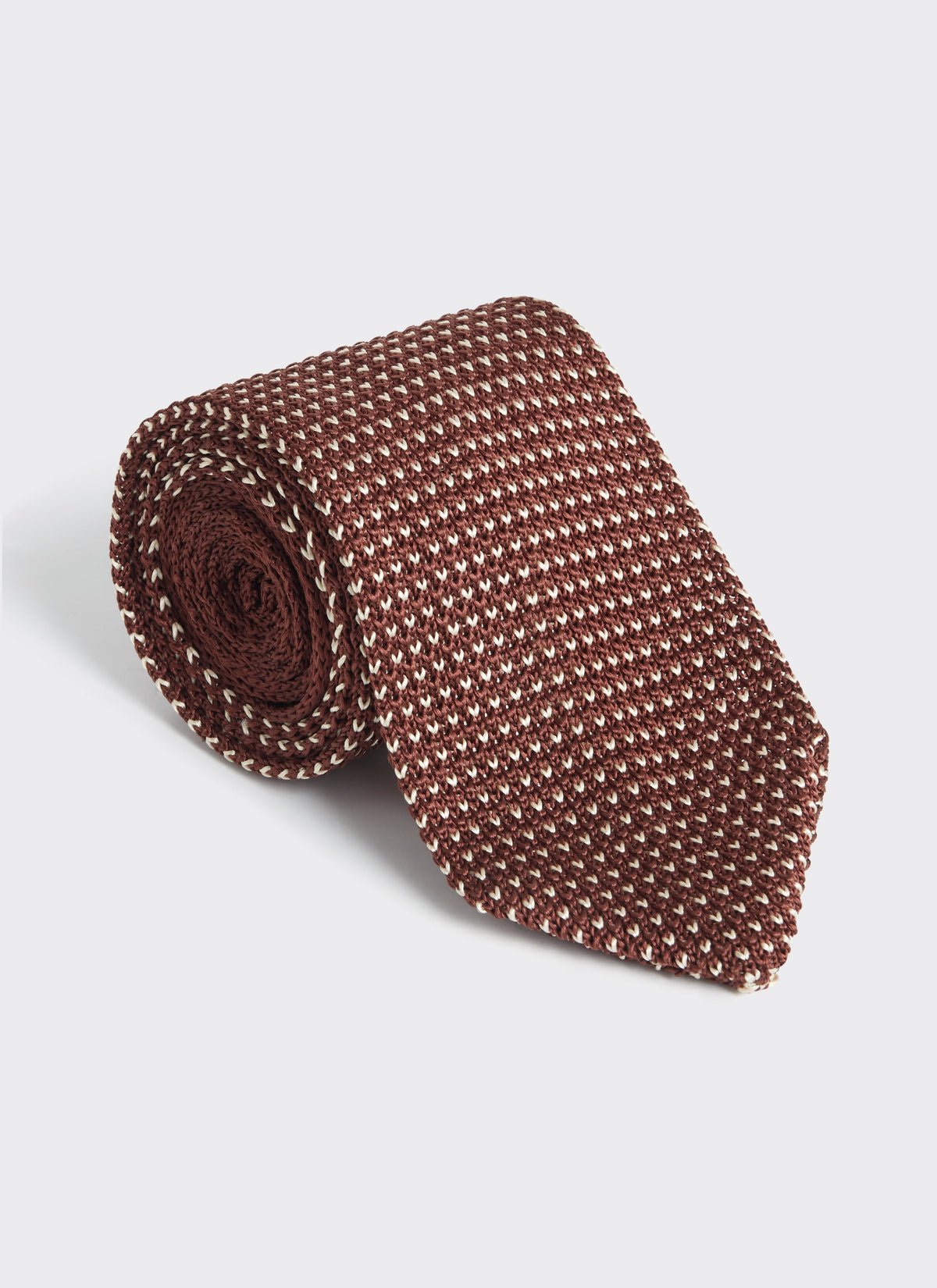 Men's Brown Silk Tie - Birdseye Pattern