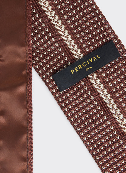 Men's Brown Silk Tie - Birdseye Pattern