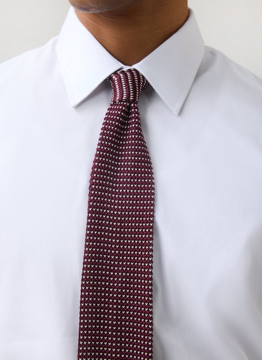 Men's Knit Silk Tie: Birdseye - Red