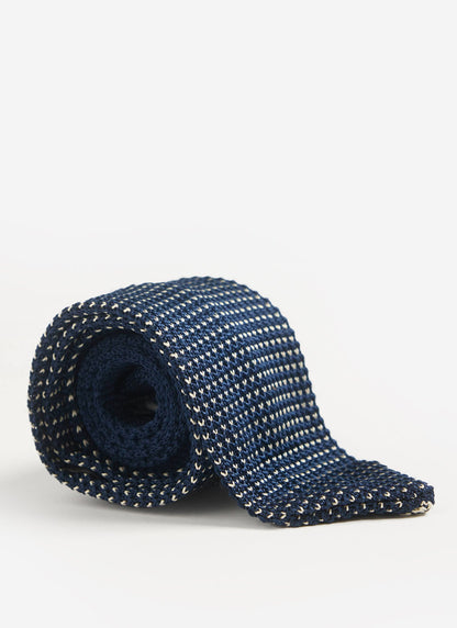 Men's Knit Silk Tie: Birdseye - Blue