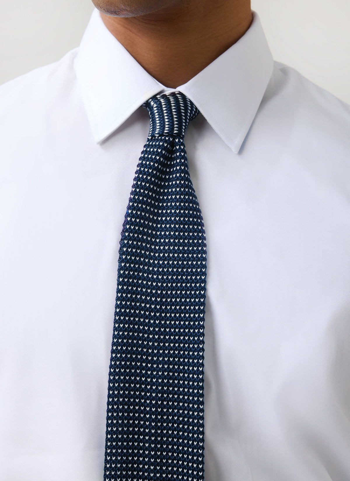 Men's Knit Silk Tie: Birdseye - Blue