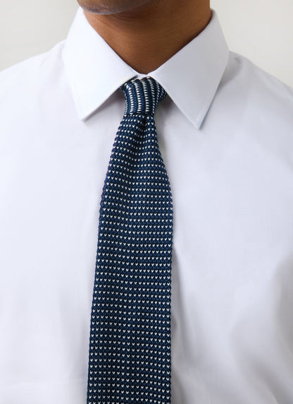 Men's Knit Silk Tie: Birdseye - Blue