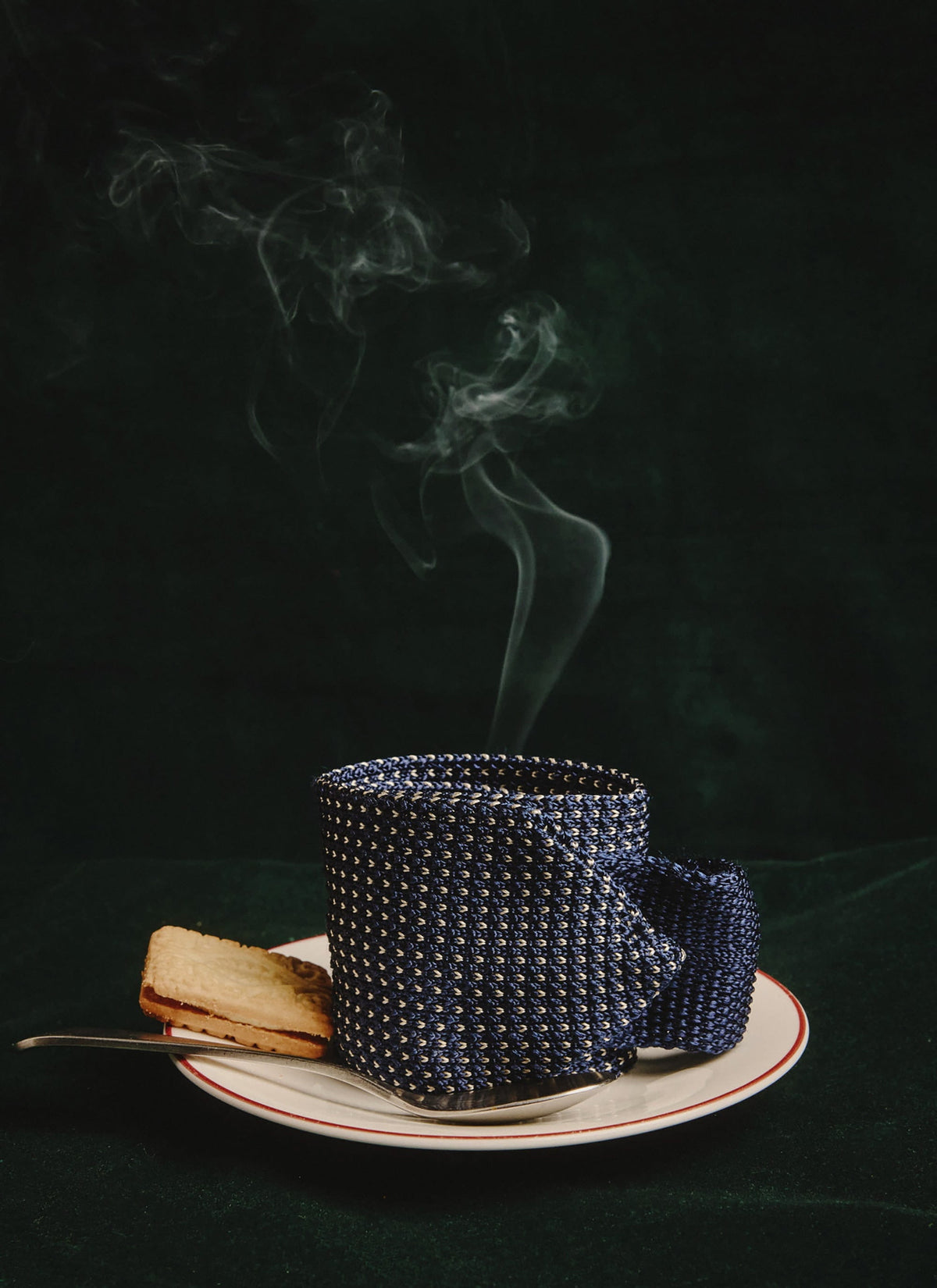 Men's Knit Silk Tie: Birdseye - Blue