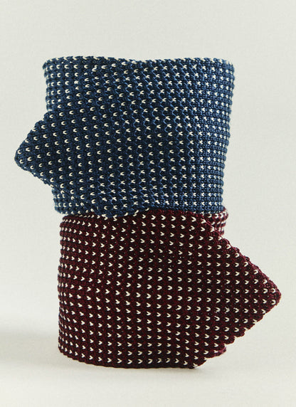 Men's Knit Silk Tie: Birdseye - Blue