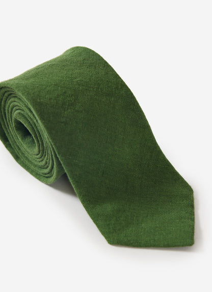 Linen Tie - Forest Green