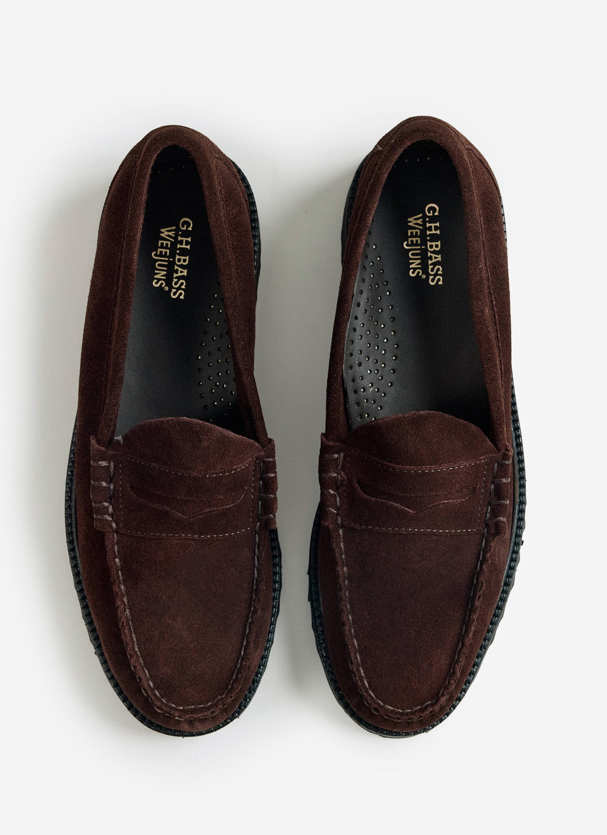 Men's Penny Loafers - G.H.Bass Weejun 90 Larson - Chocolate Suede