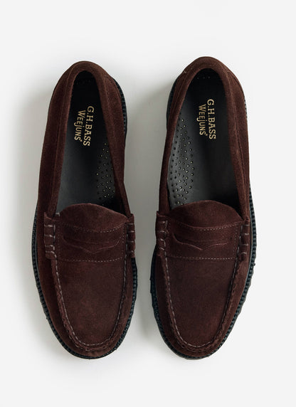 Men's Penny Loafers - G.H.Bass Weejun 90 Larson - Chocolate Suede
