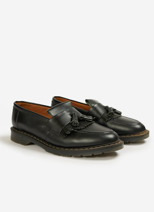 Men's Solovair Loafers - Hi-Shine Tassel - 100% Leather - Black