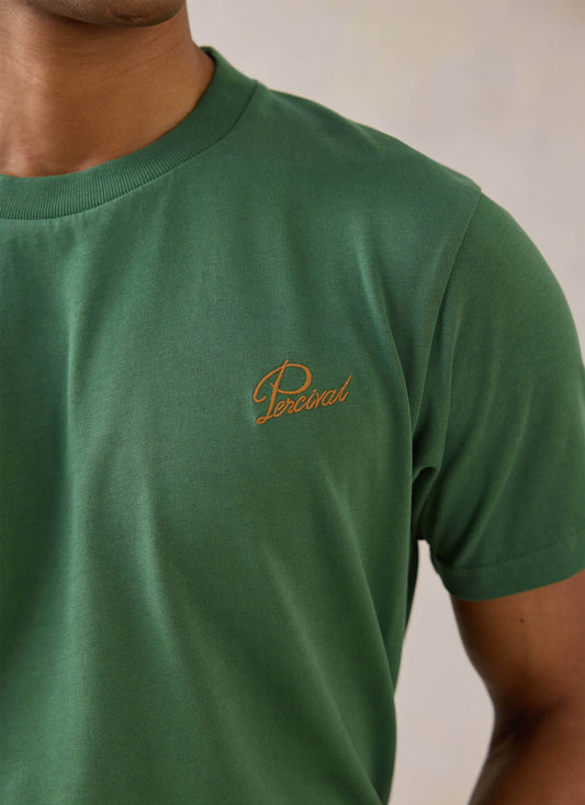 Men's Forest Script Embroidered T-Shirt - Organic Cotton - Percival